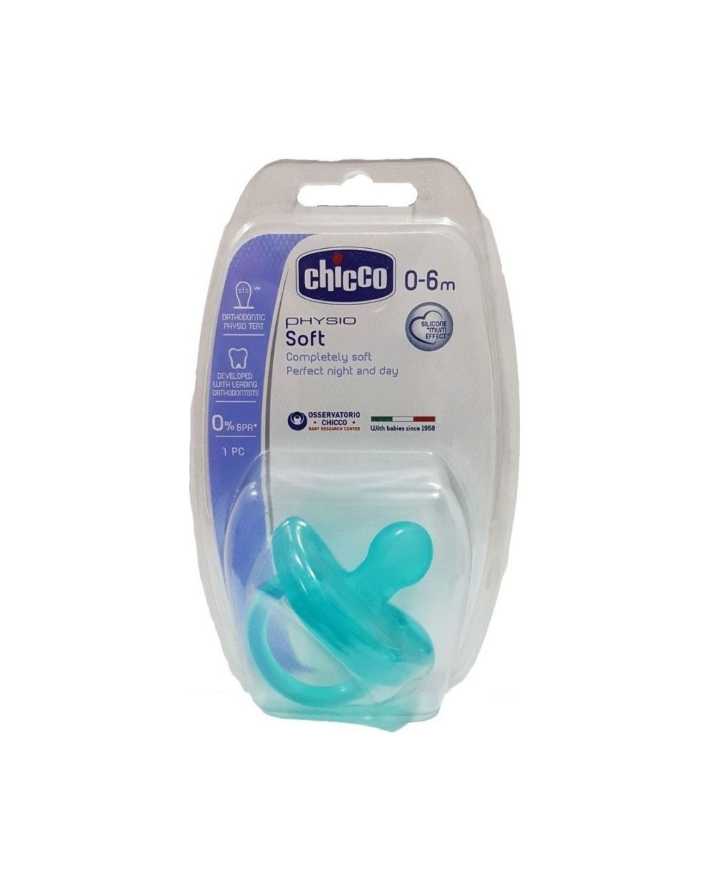 Chicco physio soft πιπίλα σιλικόνης 0-6m σιελ - Chicco