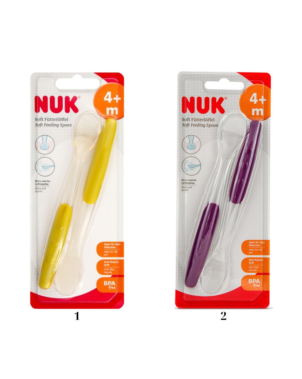 Nuk easy learning μαλακό κουτάλι φαγητού 2τμχ 4m+10255065 (2 σχέδια)