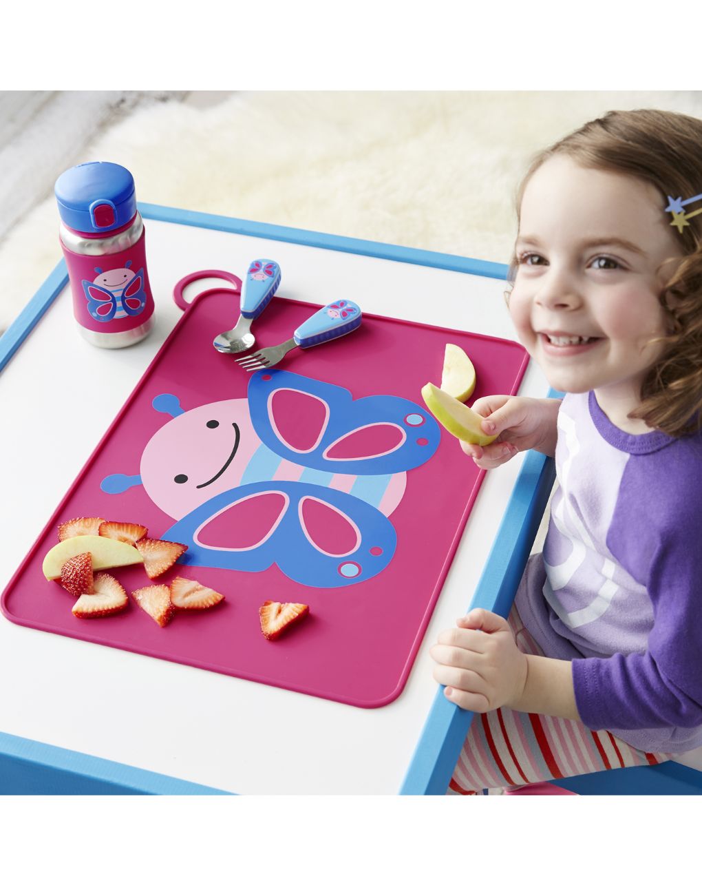 Skip hop zoo stainless steel παγούρι με καλαμάκι 350ml butterfly 29-2903011-05 - SKIP HOP