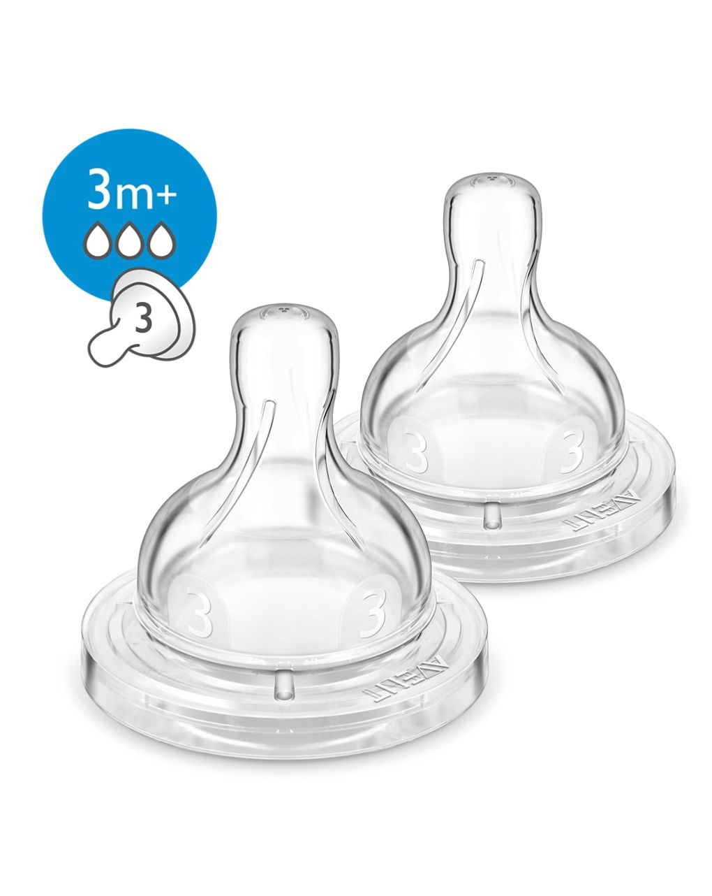 Philips avent θηλές σιλικόνης 3 οπών 2τμχ, scf633/27 - Philips Avent