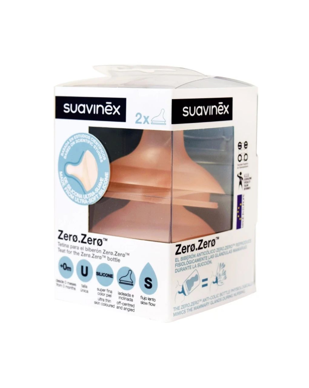 Suavinex θηλή σιλικόνης για μπιμπερό zero zero χαμηλής ροής 2τμχ - Suavinex