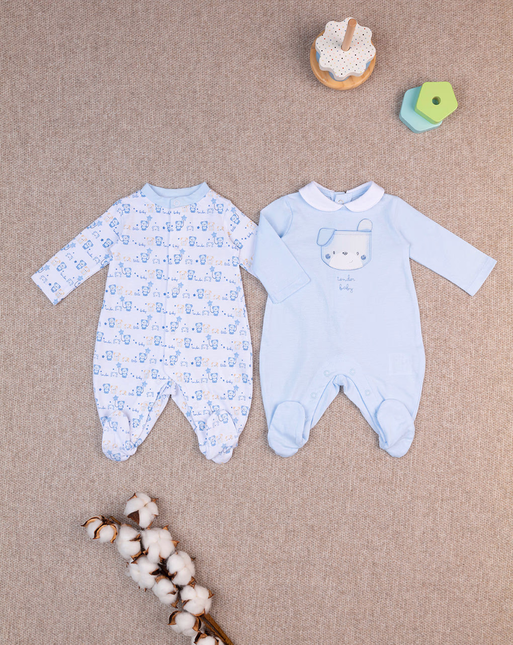 βρεφικά φορμάκια πακέτο x2 με σκυλάκια για αγόρι