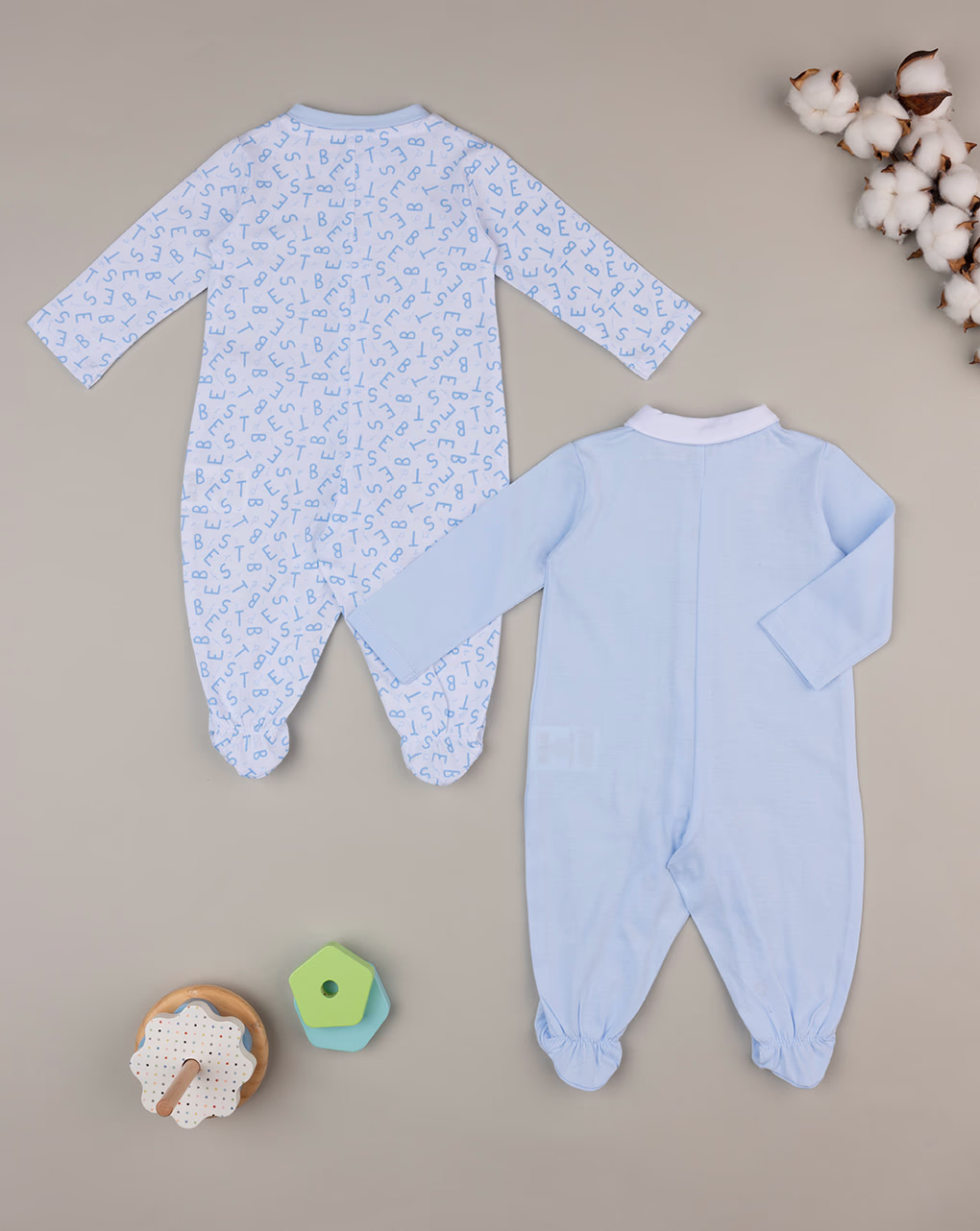 βρεφικά φορμάκια πακέτο x2 λευκό/γαλάζιο best baby για αγόρι - Prénatal