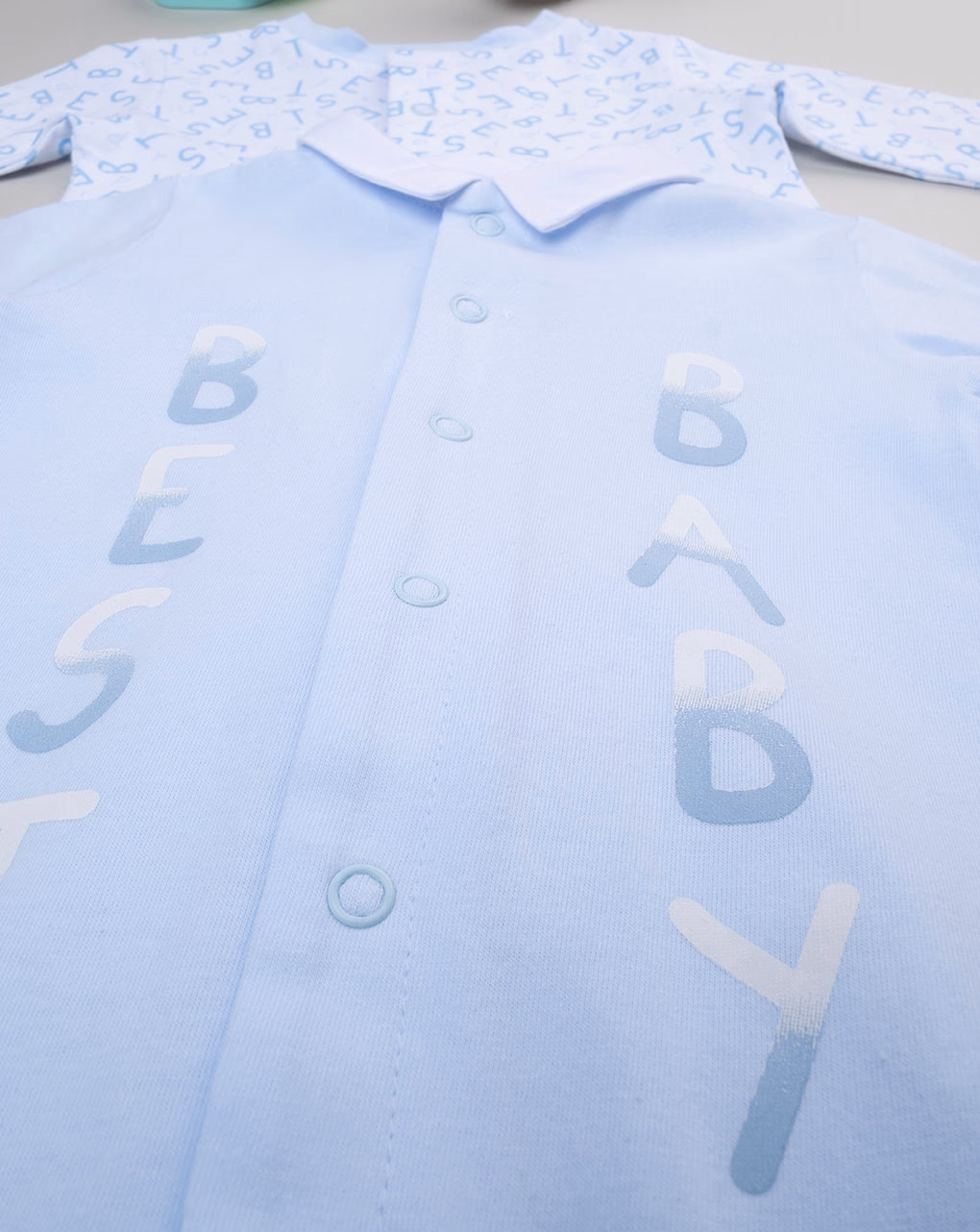 βρεφικά φορμάκια πακέτο x2 λευκό/γαλάζιο best baby για αγόρι - Prénatal