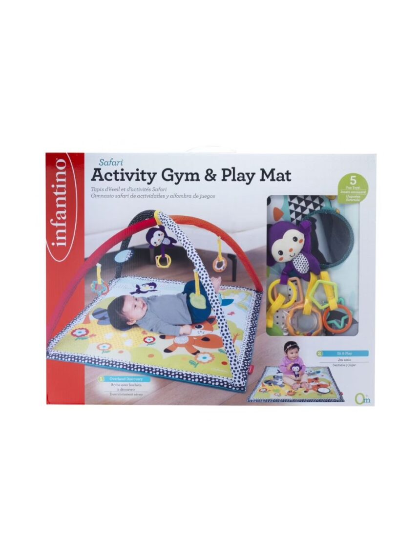 Infantino γυμναστήριο-χαλάκι δραστηριοτήτων safari activity gym & play mat, b-005372-00 - INFANTINO