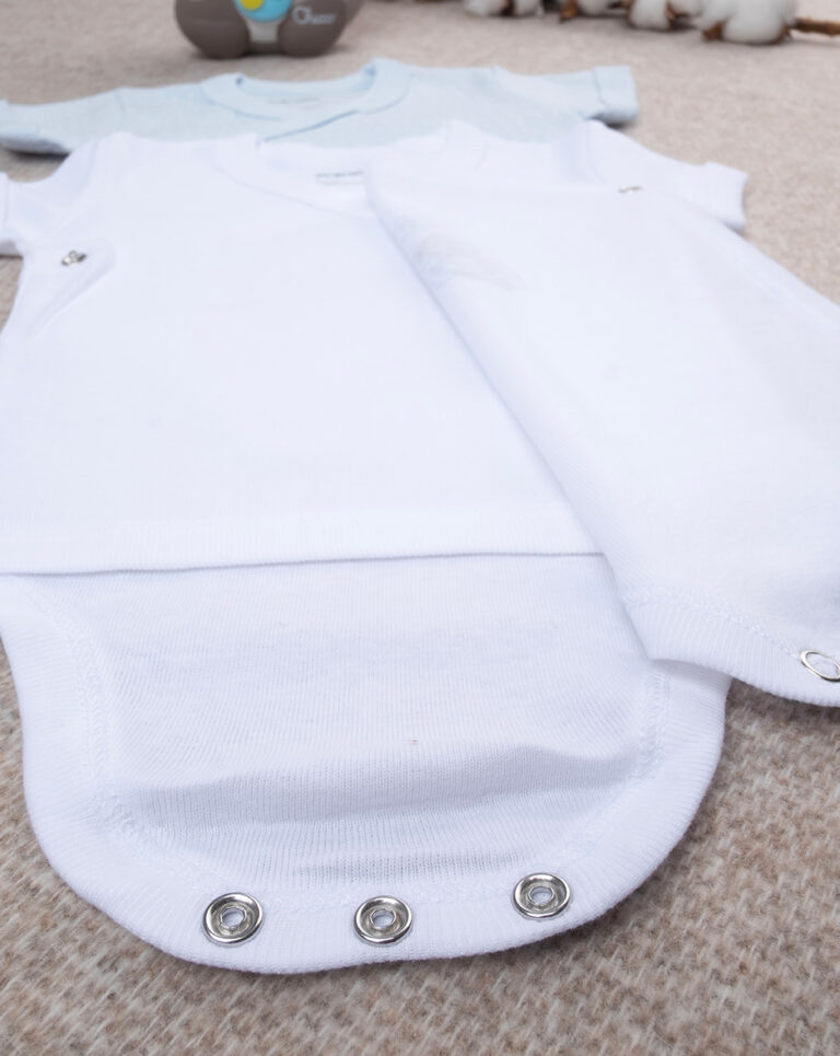 βρεφικά κορμάκια πακέτο x2 γαλάζιο/λευκό με αρκουδάκι για αγόρι - Prénatal