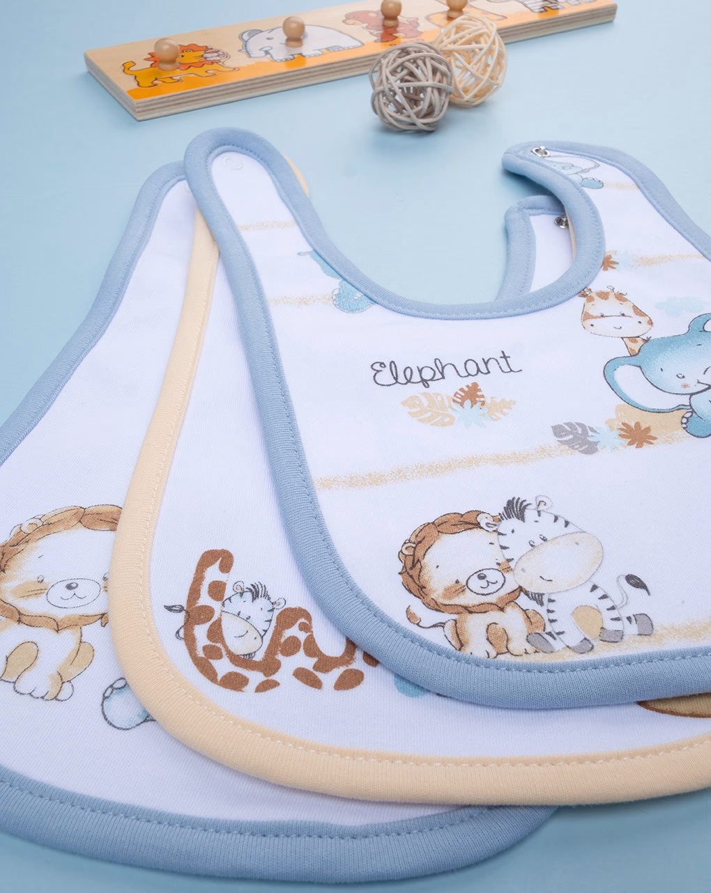 βρεφικές σαλιάρες βαμβακερές jungle πακέτο x5 για αγόρι - Prénatal