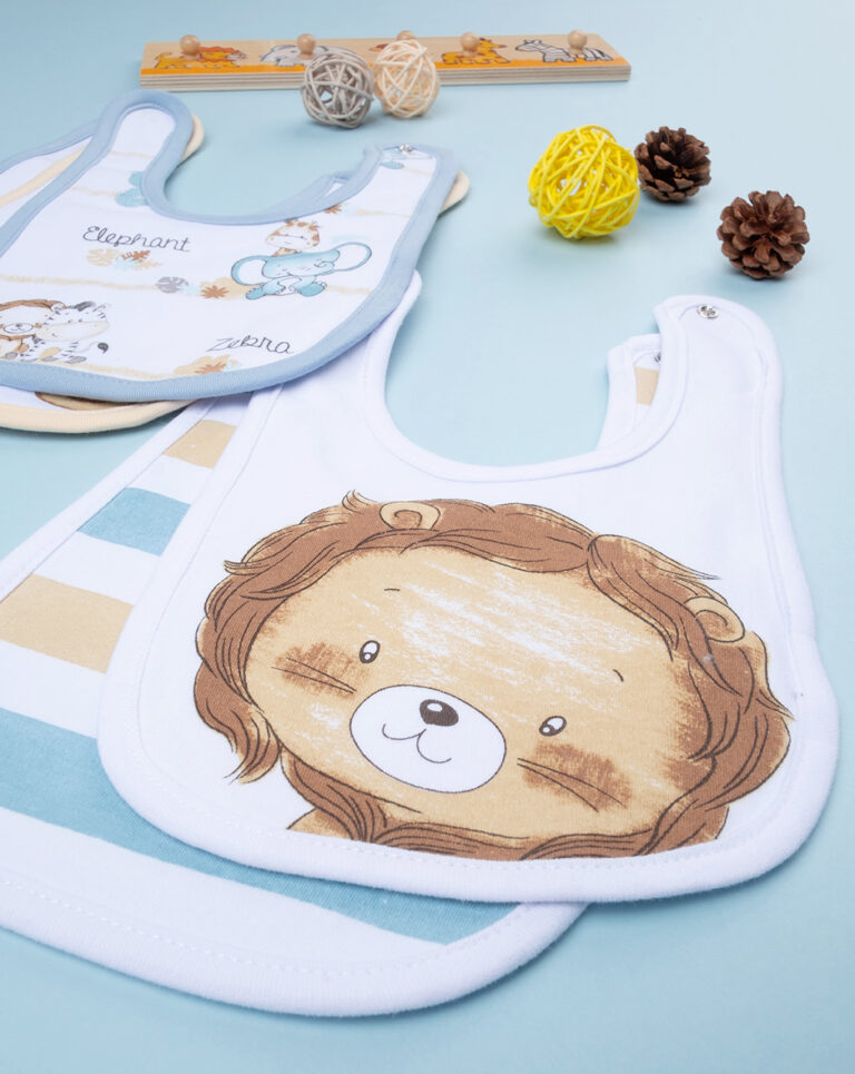 βρεφικές σαλιάρες βαμβακερές jungle πακέτο x5 για αγόρι - Prénatal