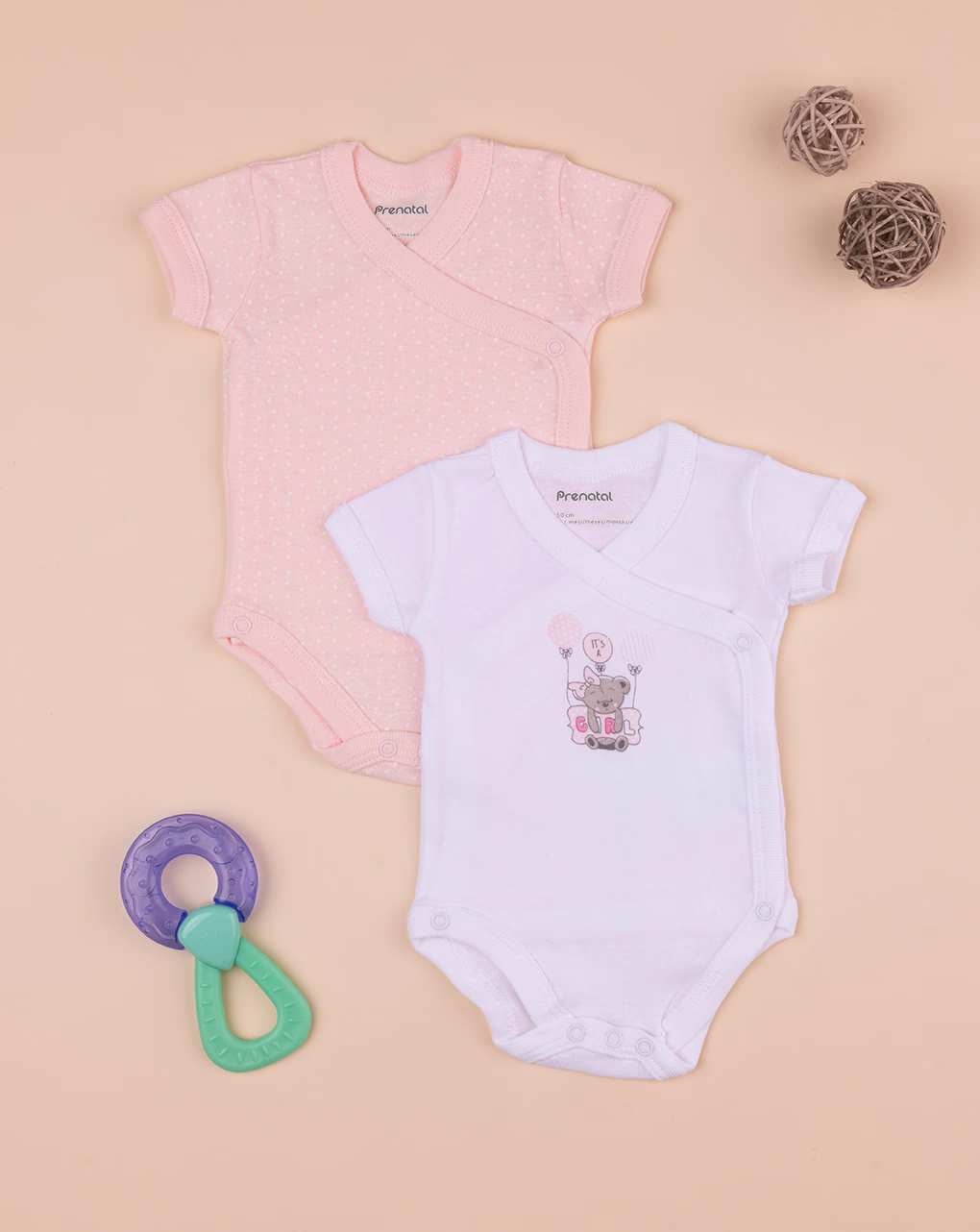 βρεφικά κορμάκια κοντομάνικα πακέτο x2 τμχ it's a girl για κορίτσι