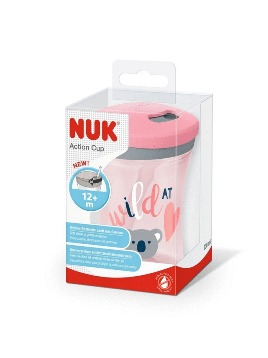 Nuk εκπαιδευτικό ποτηράκι με καλαμάκι action cup 230ml 12m+ - Nuk