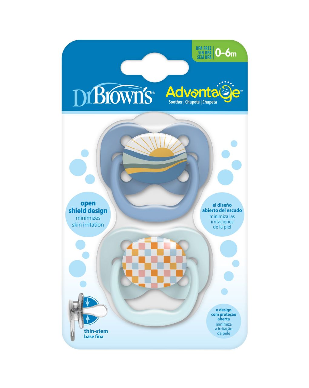 Dr. brown's πιπίλες σιλικόνης 2τμχ advantage boy 0-6m 112.70.1hc.274 - Dr Browns