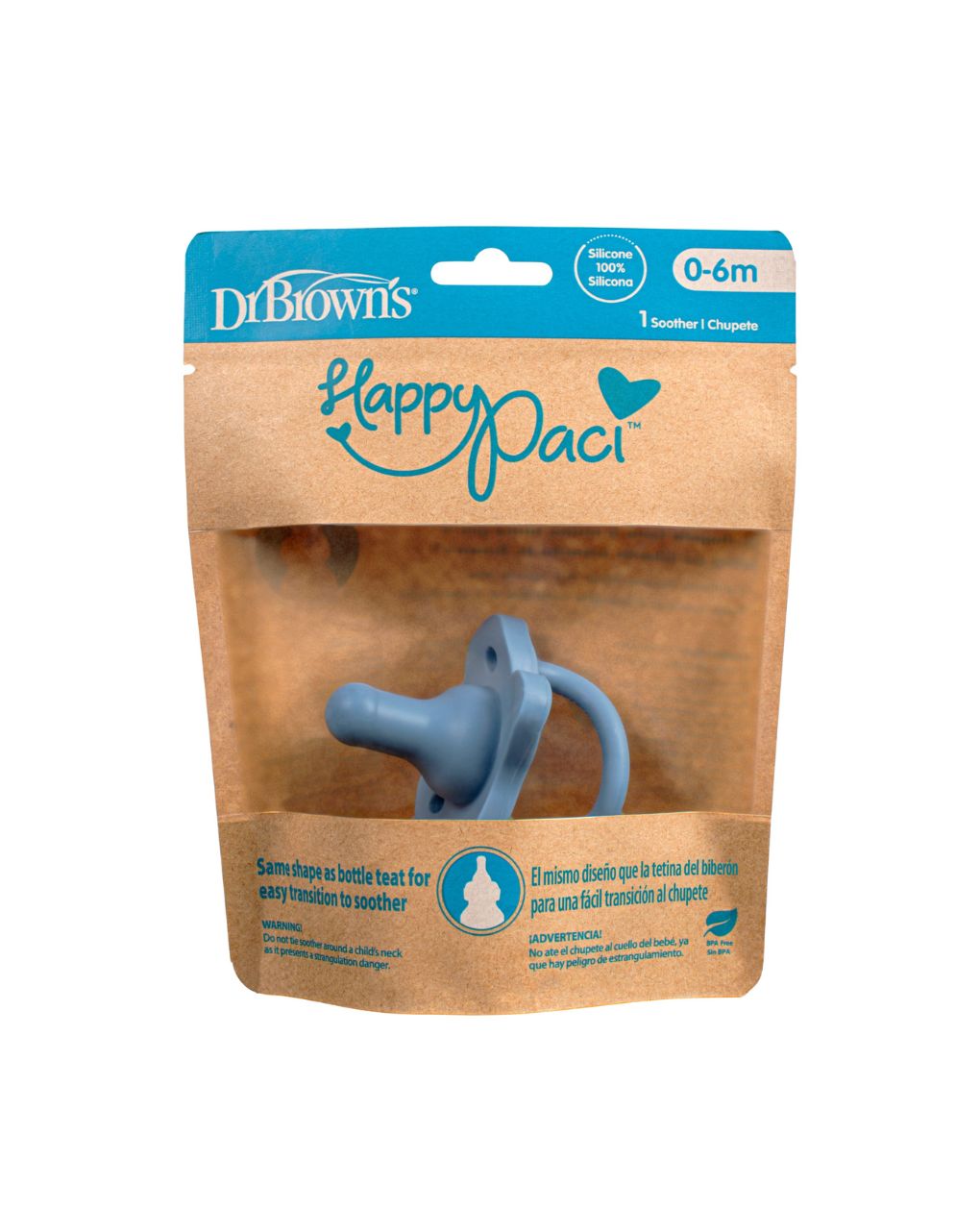 Dr. brown's πιπίλα happy paci όλο σιλικόνη 0-6m σιελ 112.70.1hc.272 - Dr Browns