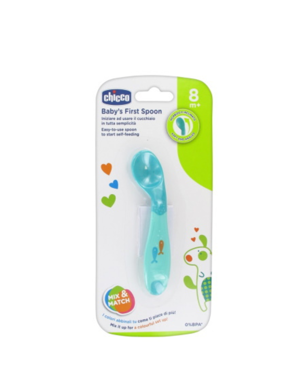 Chicco κουτάλι σιλικόνης αρχής 8m+ σιέλ - Chicco