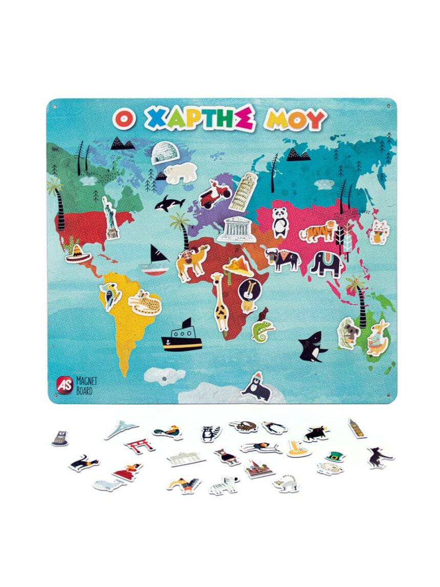 As magnet box παγκόσμιος χάρτης 45 εκπαιδευτικοί χάρτινοι μαγνήτες 1029-64049 - AS