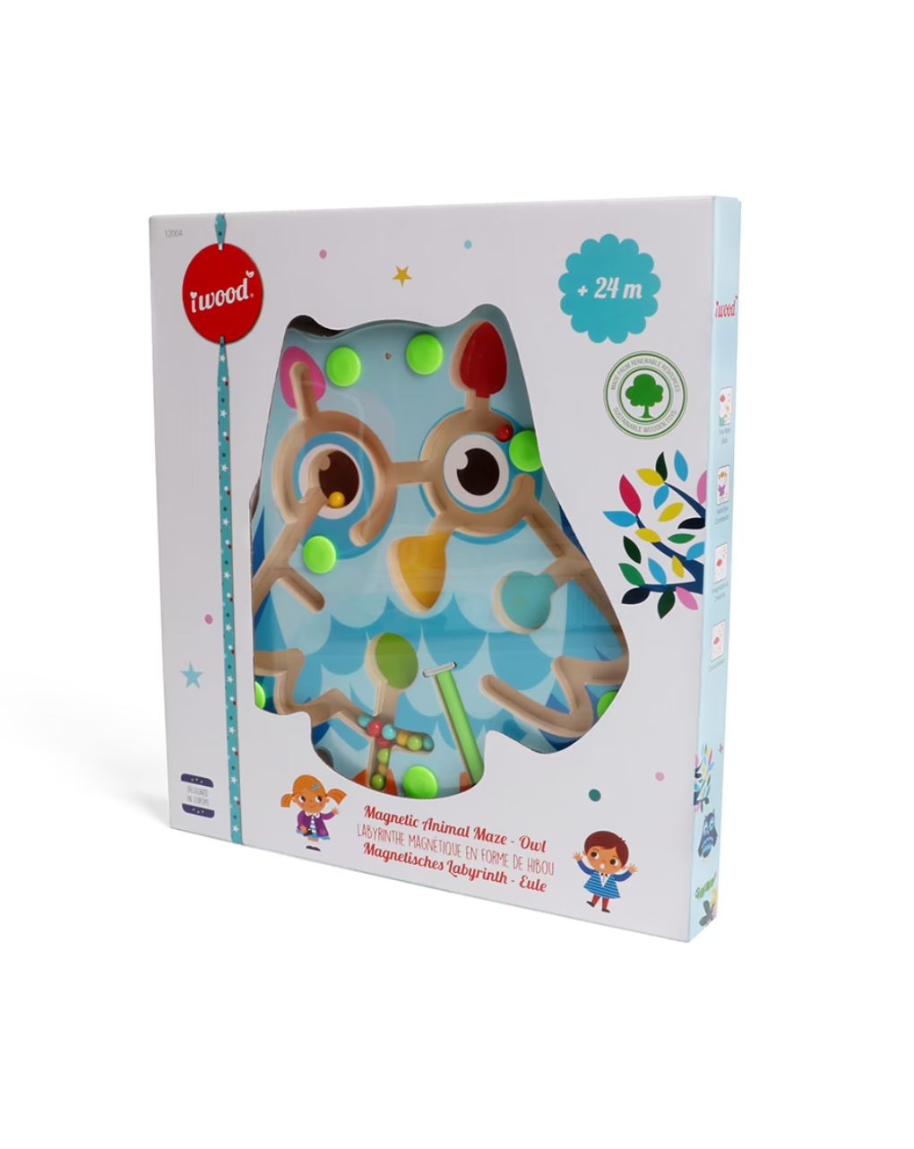 Iwood μαγνητικός λαβύρινθος με μπίλιες: κουκουβάγια - iwood