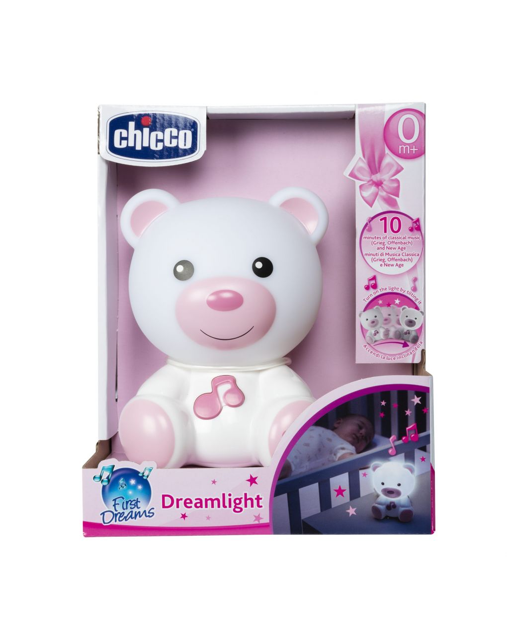 Chicco  αρκουδάκι φωτάκι νύκτος με μελωδία ροζ y01-09830-10 - Chicco