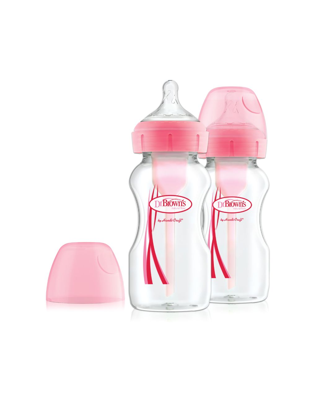 Dr. brown's options+ πλαστικό μπιμπερό 2τμχ με φαρδύ λαιμό 270ml ροζ 112.70.1hc.296