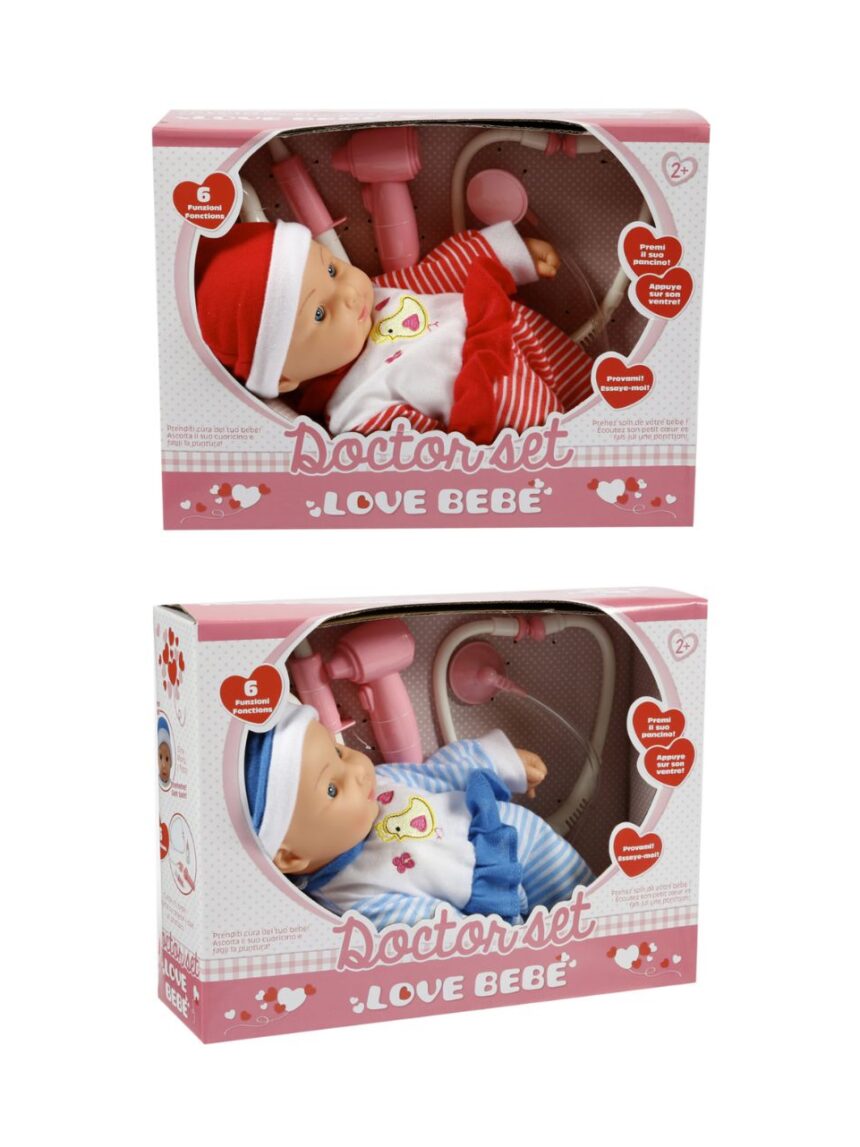 Love bebè κούκλα μωρό σετ γιατρού με ήχους και αξεσουάρ (2 σχέδια) - LOVE BEBÉ