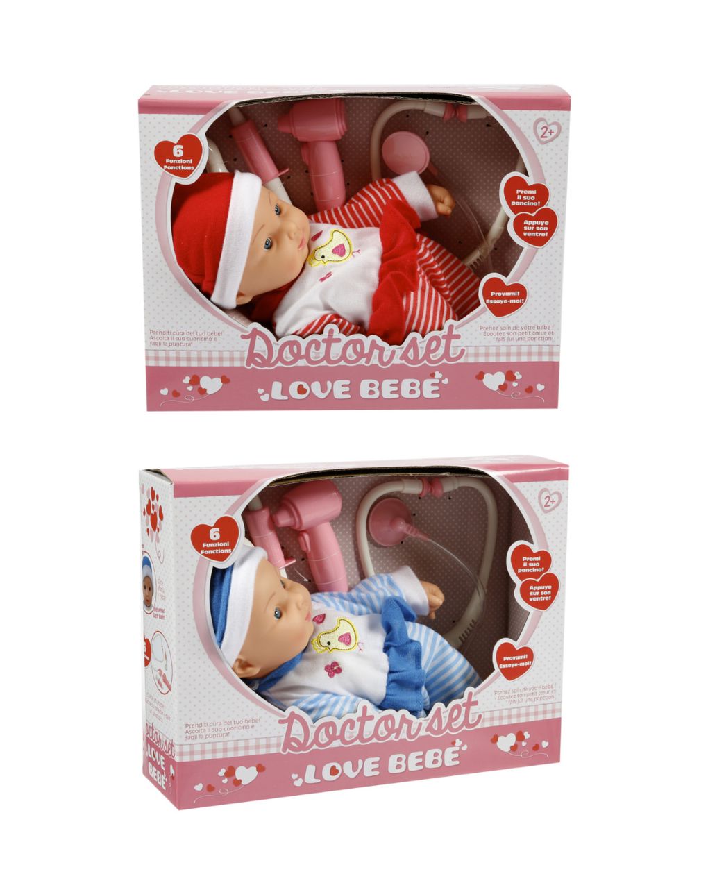 Love bebè κούκλα μωρό σετ γιατρού με ήχους και αξεσουάρ (2 σχέδια)