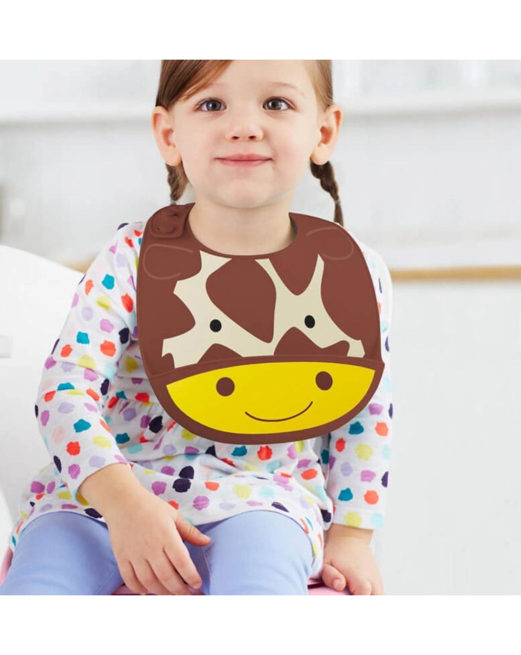 Skip hop zoo fold & go σαλιάρα σιλικόνης giraffe 29-2904002-04 - SKIP HOP