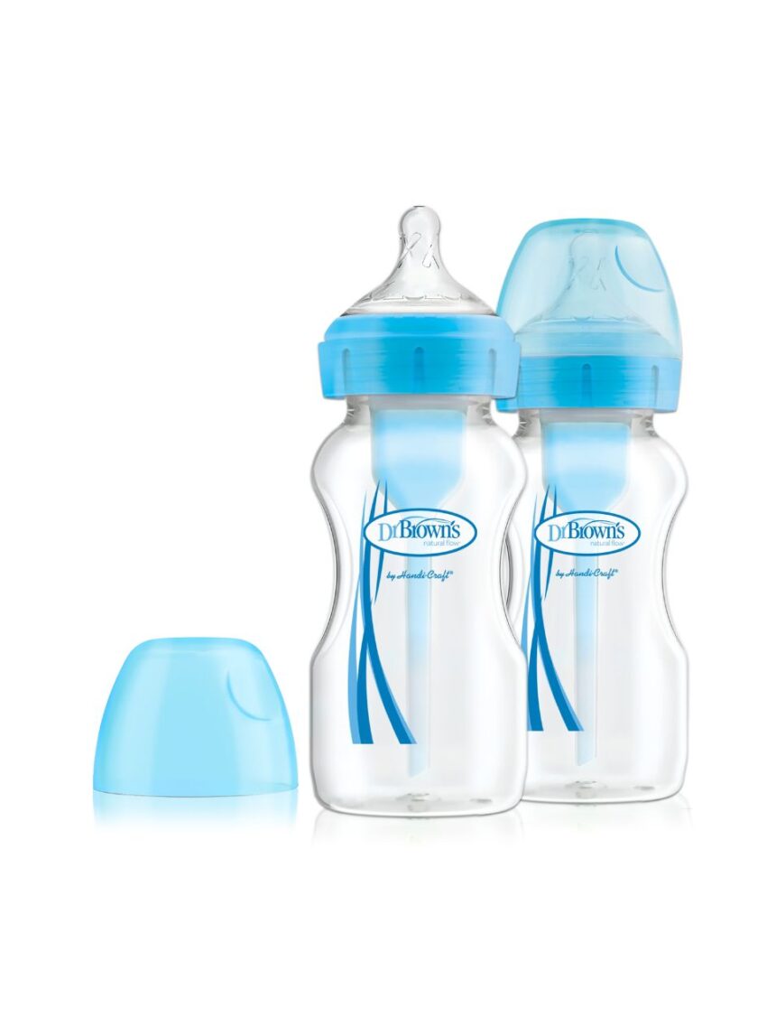 Dr. brown's options+ πλαστικό μπιμπερό 2τμχ με φαρδύ λαιμό 270ml μπλε 112.70.1hc.297 - Dr Browns