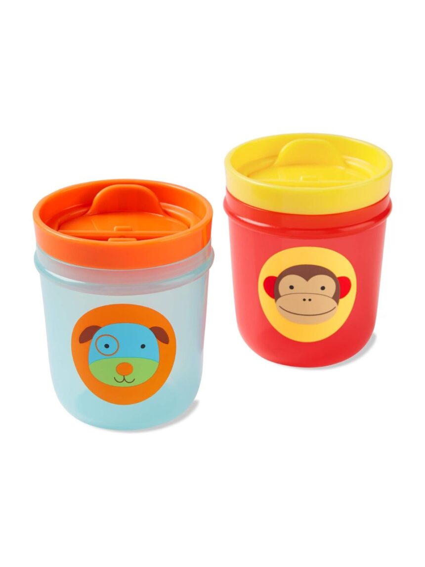 Skip hop zoo ποτηράκια με καπάκι 2σε1 207ml monkey/dog 29-2903023-03 - SKIP HOP