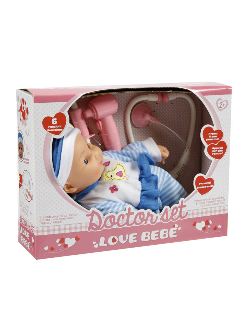 Love bebè κούκλα μωρό σετ γιατρού με ήχους και αξεσουάρ (2 σχέδια) - LOVE BEBÉ