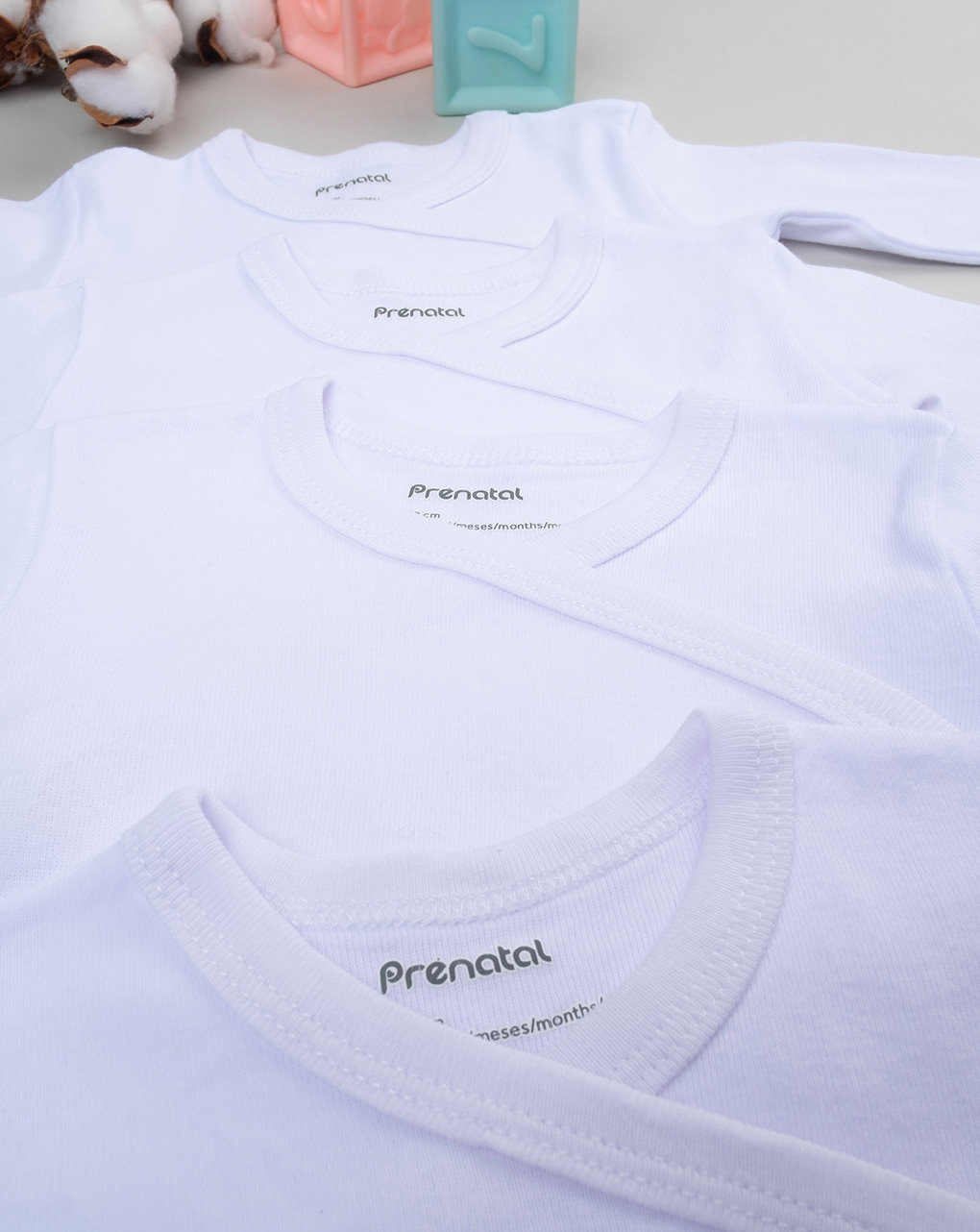 βρεφικά κορμάκια μακρυμάνικα λευκά πακέτο x5 unisex - Prénatal