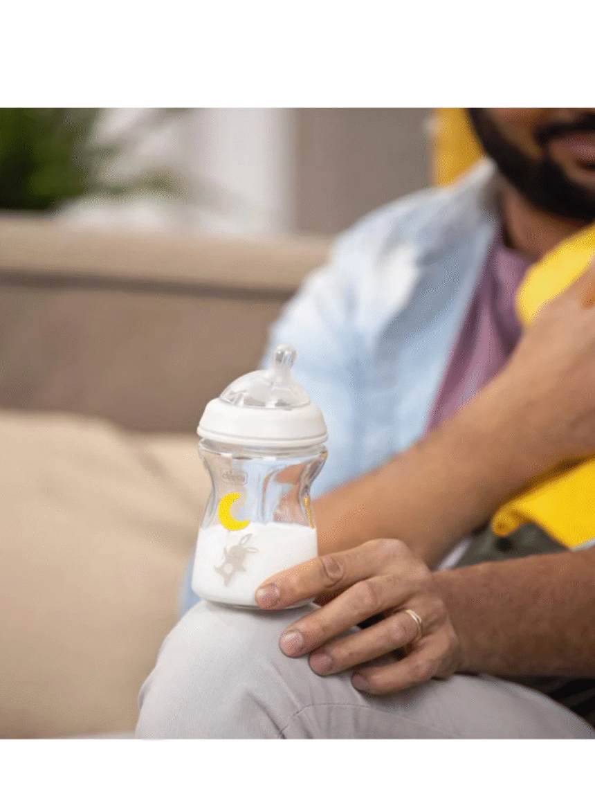 μπιμπερό γυάλινο natural feeling 250 ml θηλή σιλικόνης - Chicco