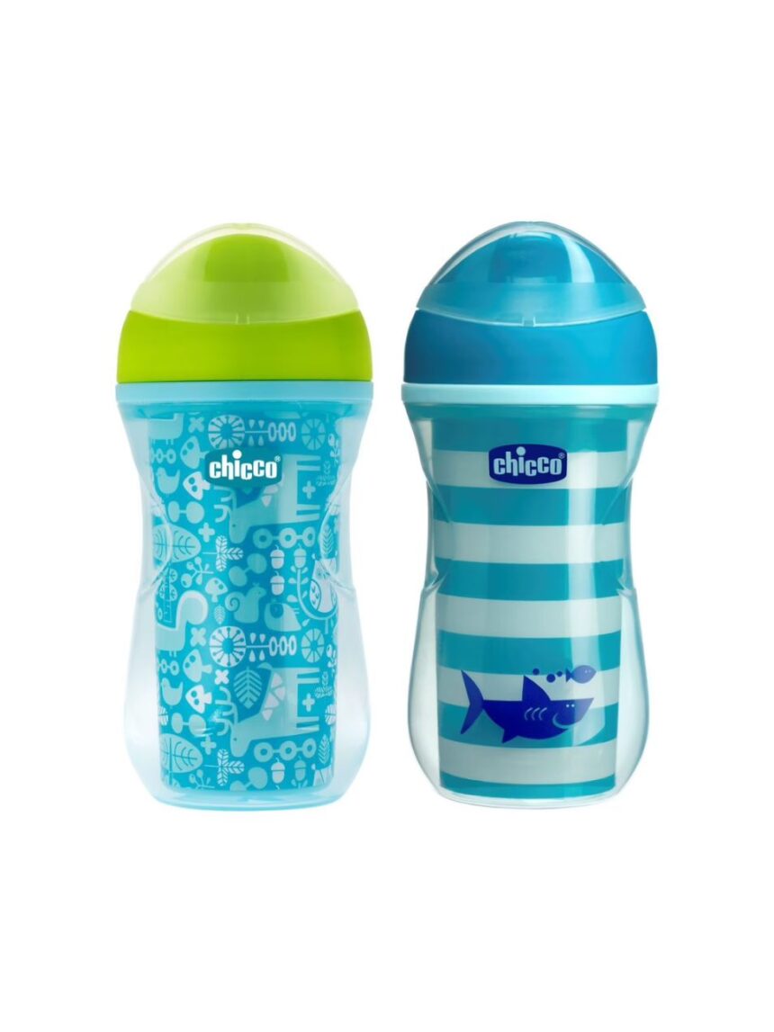 Chicco ποτήρι active 266ml 14 μηνών+ αγόρι, 2 σχέδια - Chicco