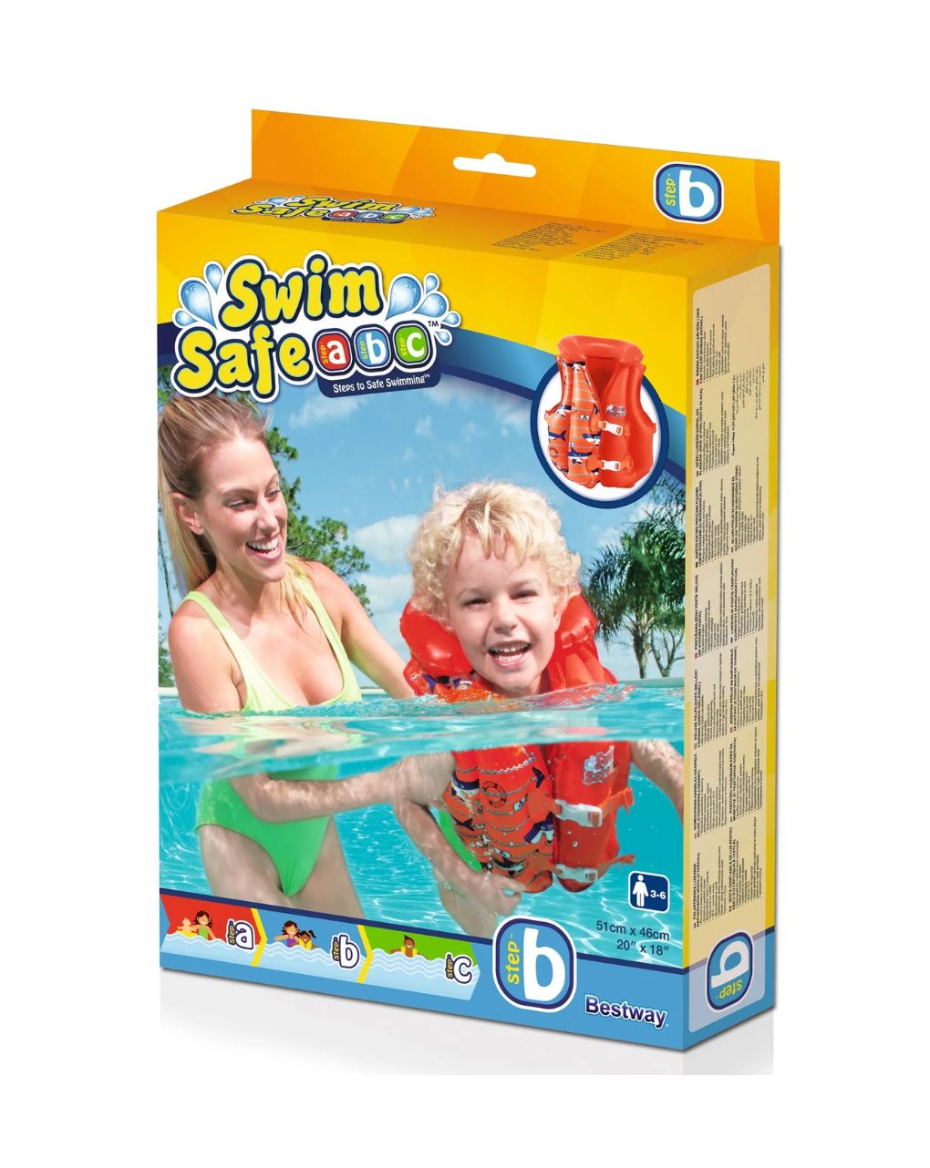 Bestway φουσκωτό γιλέκο swim safe deluxe 3-6 ετών (2 χρώματα) - Bestway