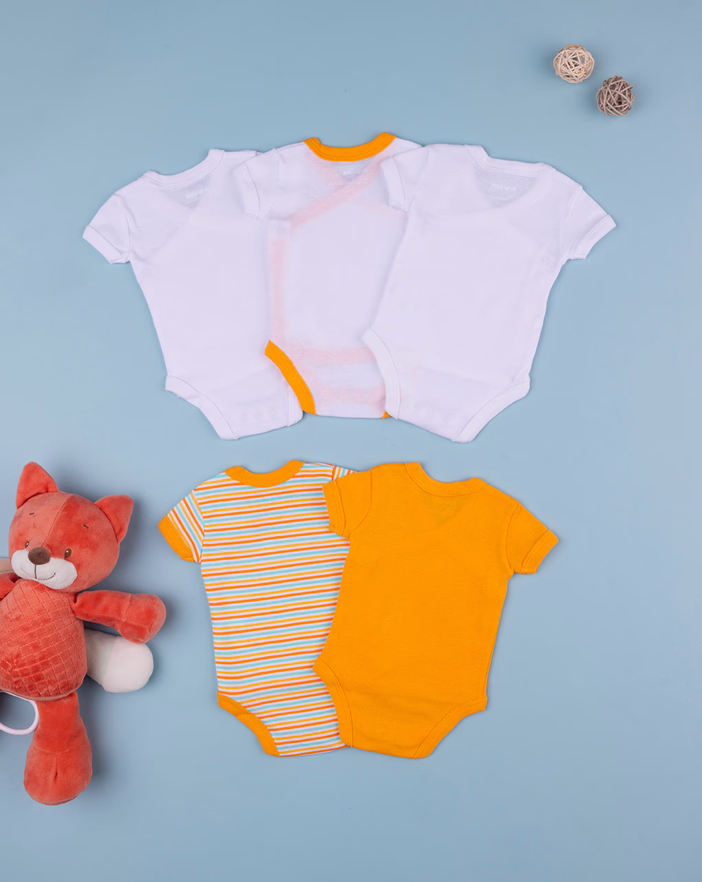 βρεφικά κορμάκια πακέτο x5 με λαγουδάκια και αρκουδάκια unisex - Prénatal