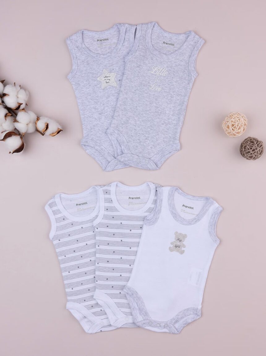βρεφικά κορμάκια με αστεράκια πακέτο x5 unisex - Prénatal