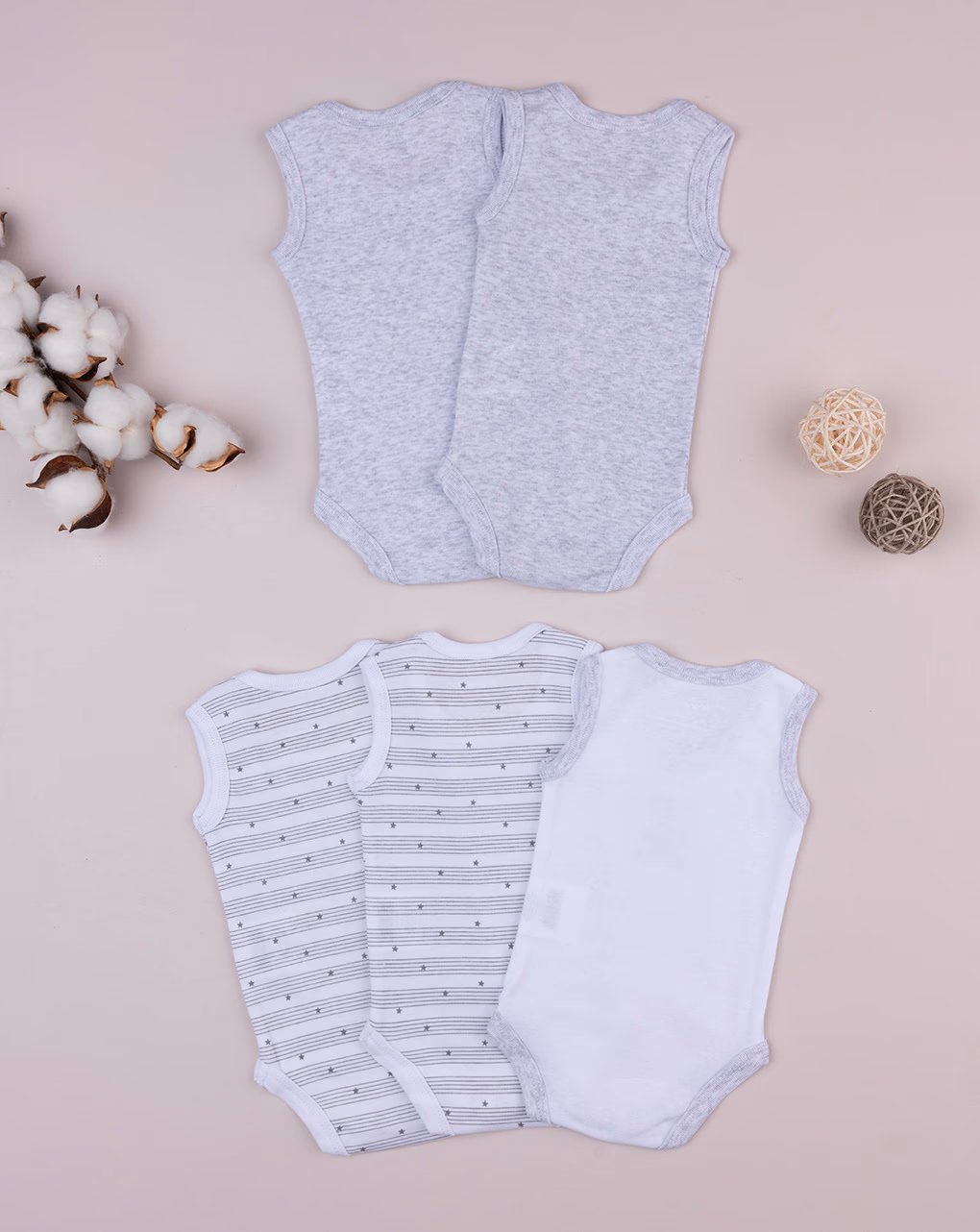 βρεφικά κορμάκια με αστεράκια πακέτο x5 unisex - Prénatal