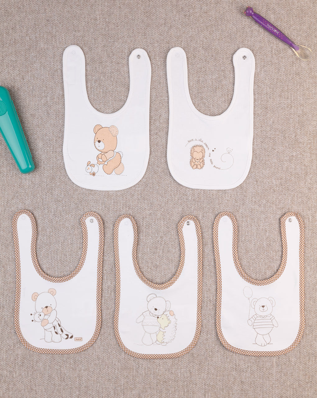 βρεφικές σαλιάρες με ζωάκια πακέτο x5 unisex - Prénatal