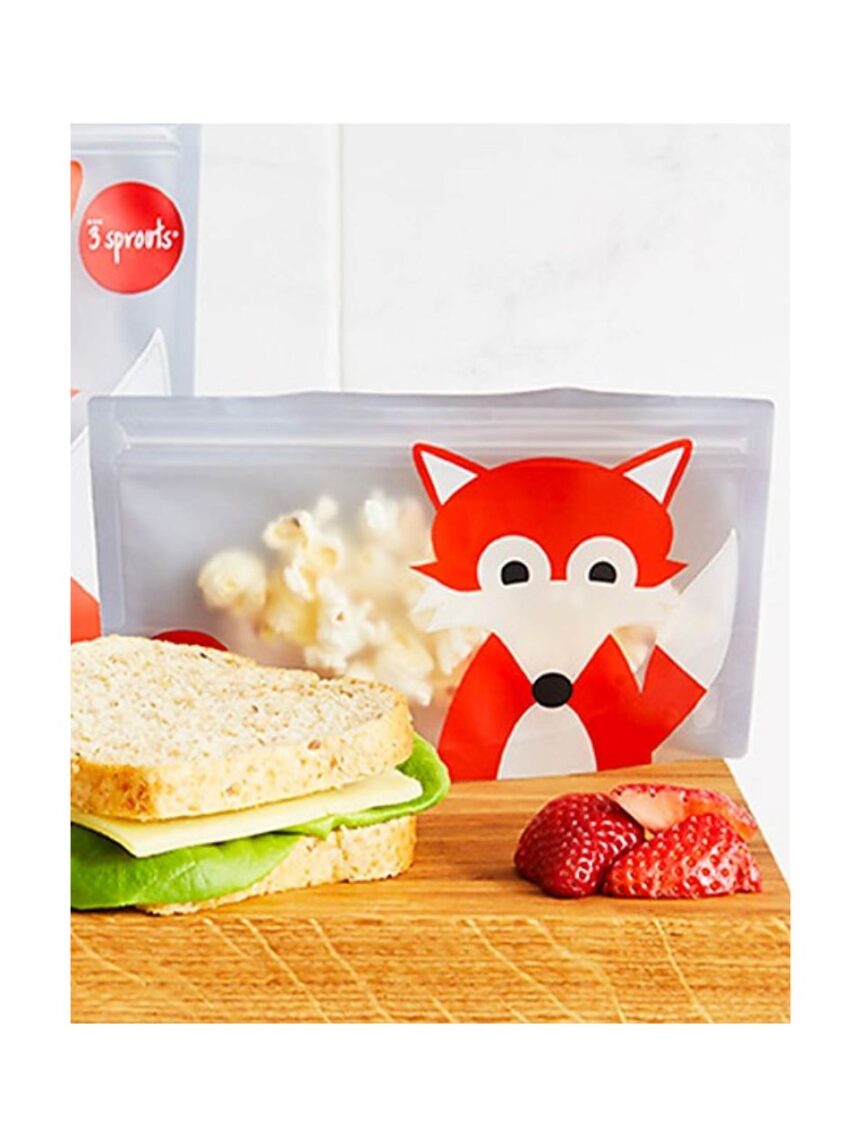 3sprouts θήκες σνακ-bag fox (2 τμχ) - 3 sprouts