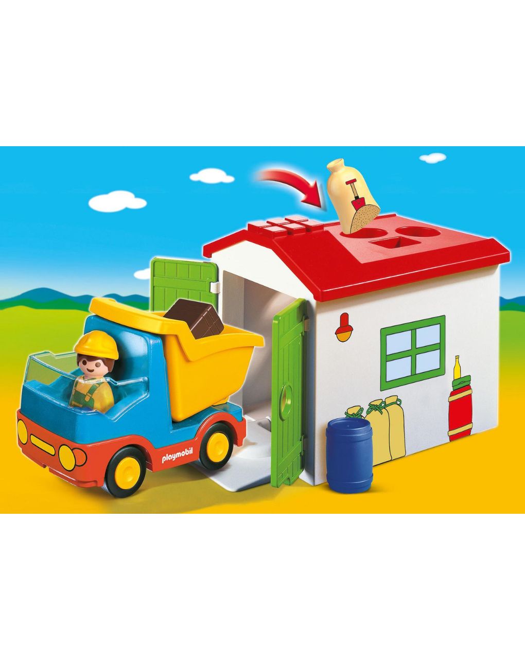 Playmobil 1.2.3 φορτηγό με γκαράζ 70184 - Playmobil