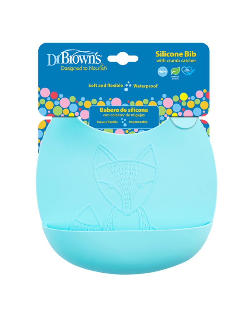 Dr. brown's σαλιάρα σιλικόνης 4m+ μπλε 112.70.1hc.313 - Dr Browns