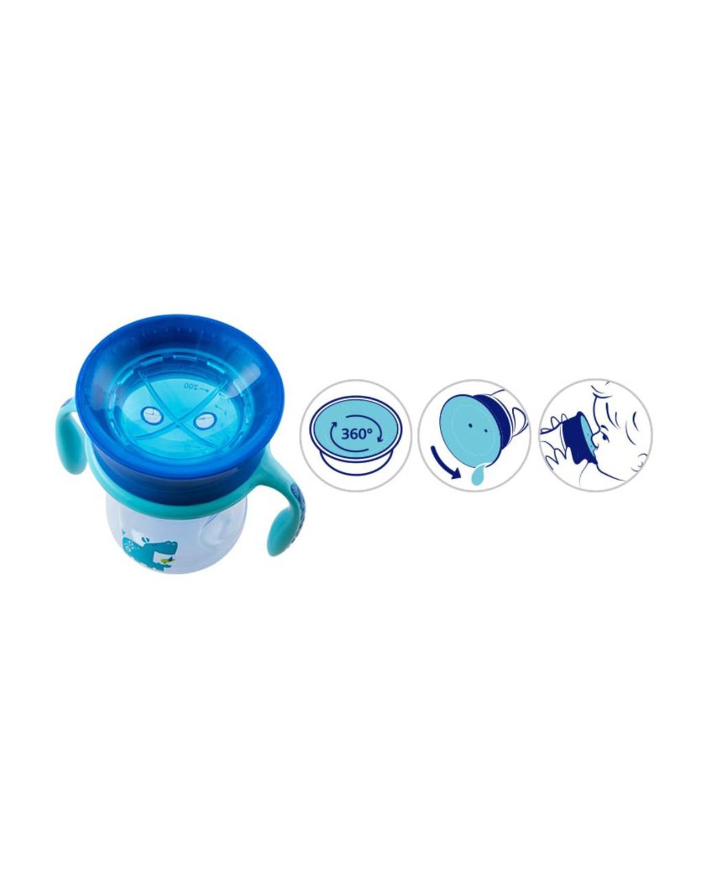 Chicco εκπαιδευτικό ποτήρι perfect 360◦ 200ml 12m+ μπλε f04-06951-20-01 - Chicco