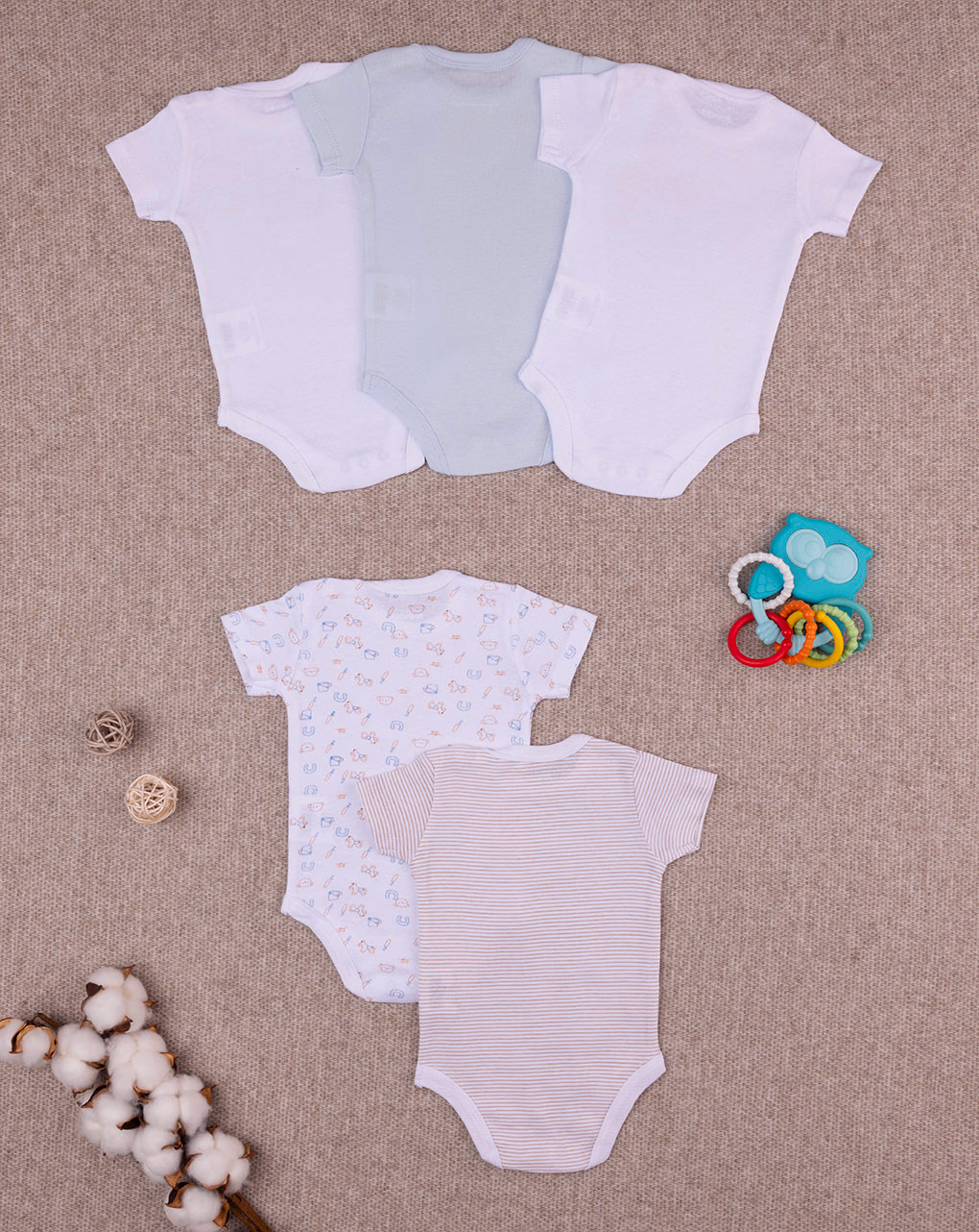 βρεφικά κορμάκια πακέτο x5 happy friends για αγόρι - Prénatal