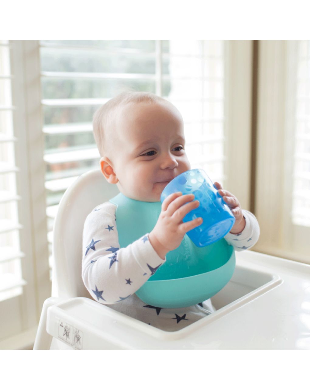 Dr. brown's σαλιάρα σιλικόνης 4m+ μπλε 112.70.1hc.313 - Dr Browns