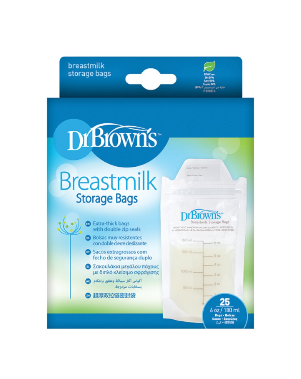 Dr. brown's σακουλάκια φύλαξης μητρικού γάλακτος 25τμχ (6oz/180ml) s4005 - Dr Browns