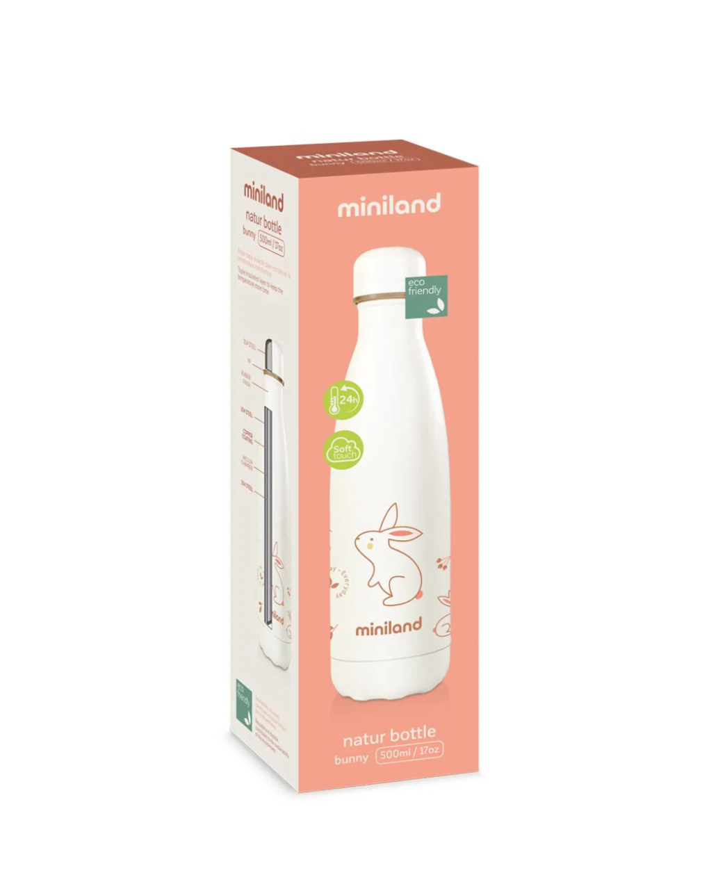 Miniland θερμός natur bottle 500ml bunny - Miniland