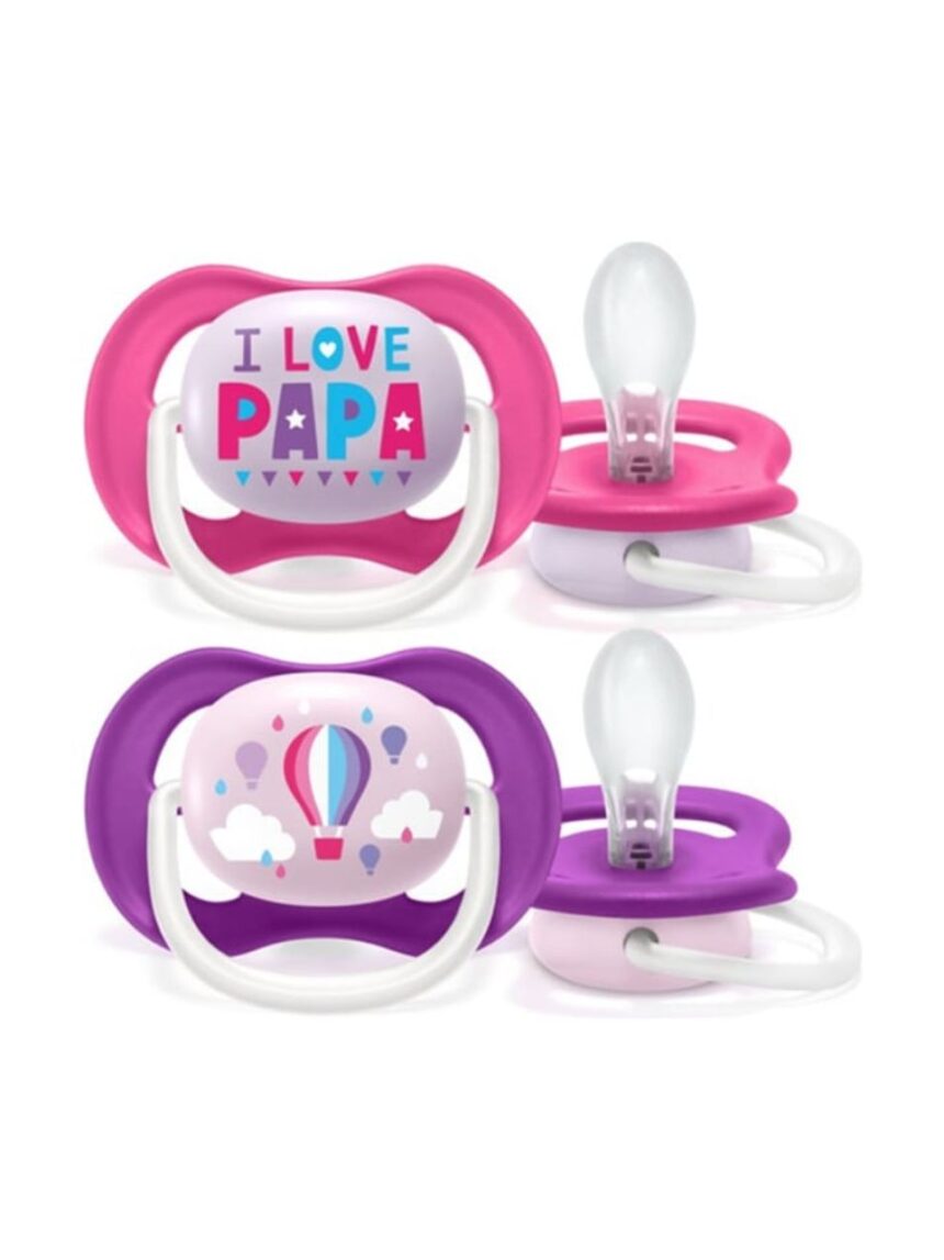 Philips avent πιπίλες ultra air pacifier 2τμχ i love papa 6-18m, scf080/04 - Philips Avent