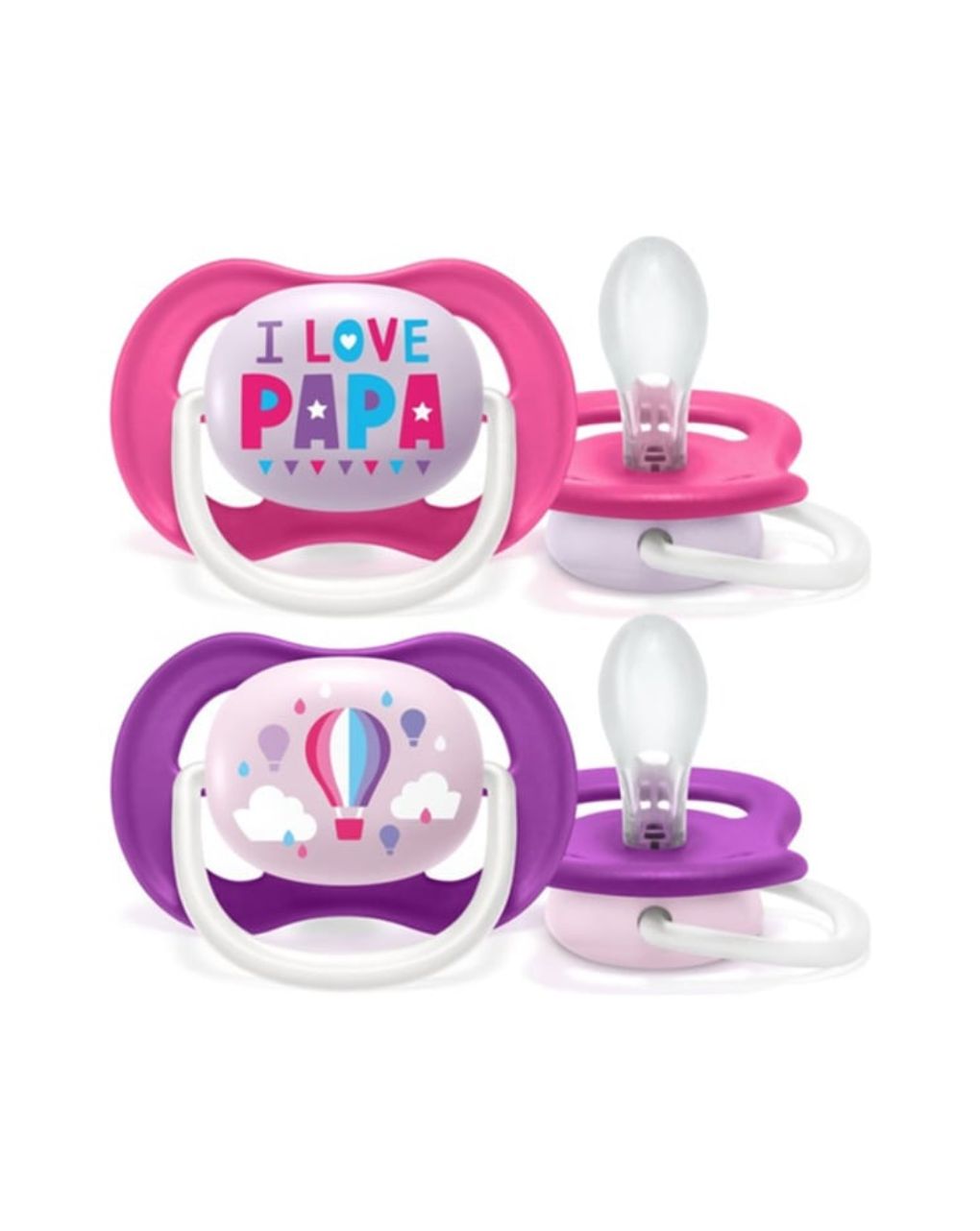 Philips avent πιπίλες ultra air pacifier 2τμχ i love papa 6-18m, scf080/04 - Philips Avent
