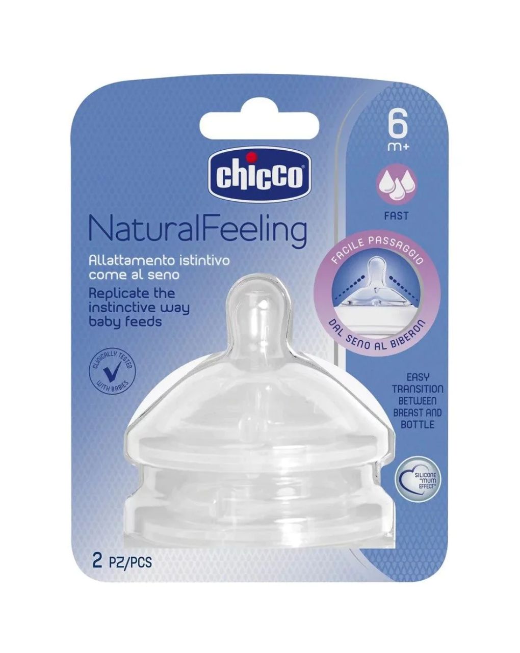 Chicco θηλή σιλικόνης natural feeling 6m+ γρήγορη ροή - Chicco