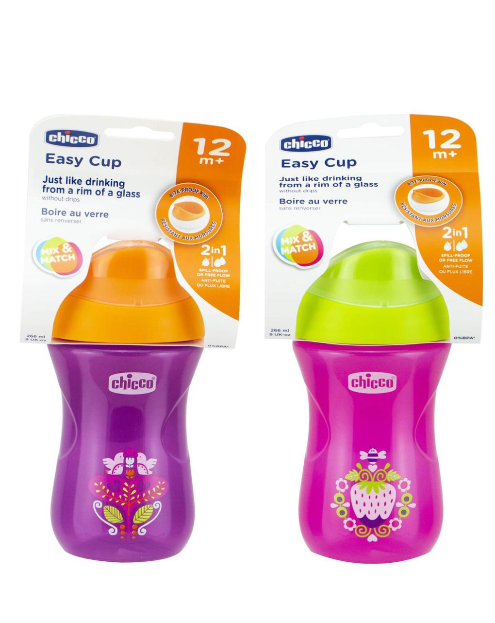 Chicco ποτήρι easy κορίτσι 12m+ 266ml (2 σχέδια) f04-06961-10 - Chicco