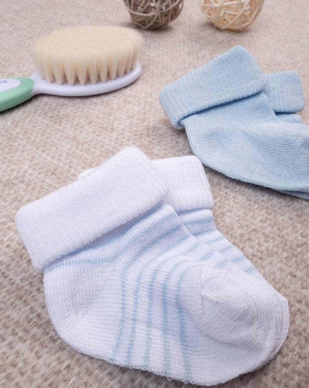 βρεφικά καλτσάκια πακέτο x2 γαλάζιο/λευκό ριγέ για αγόρι - Prénatal