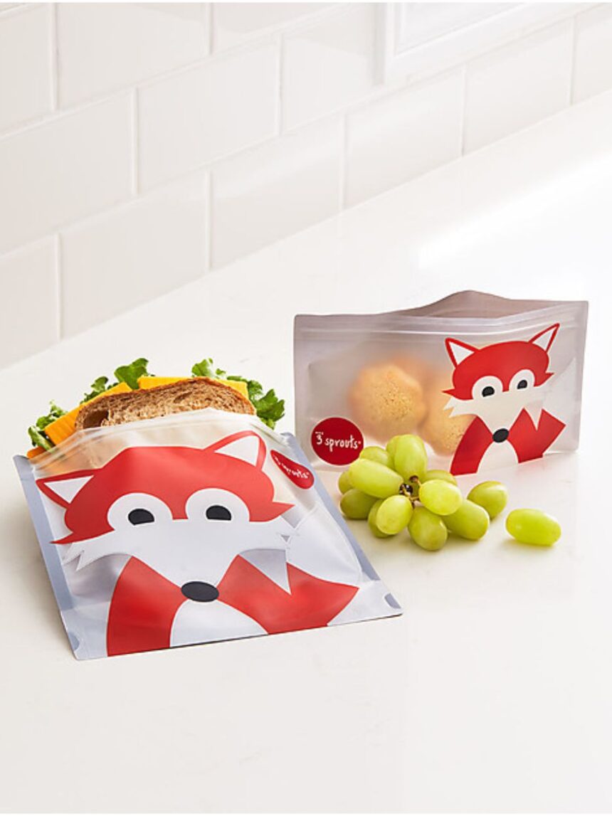 3sprouts θήκες σνακ-bag fox (2 τμχ) - 3 sprouts
