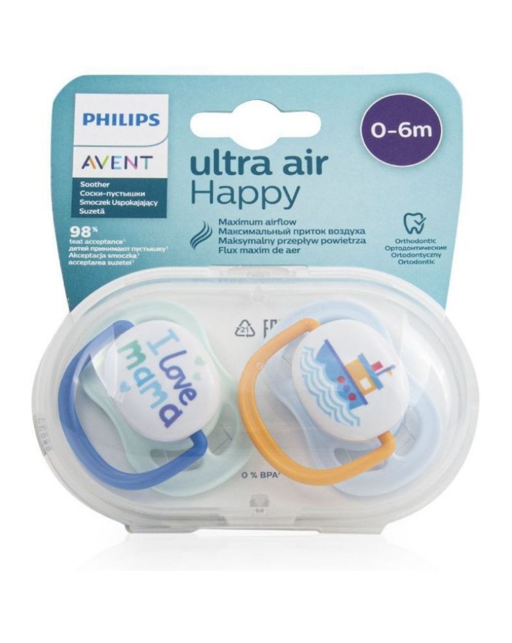 Philips avent πιπίλα ultra air 2τμχ happy 0-6m, scf080/01 - Philips Avent